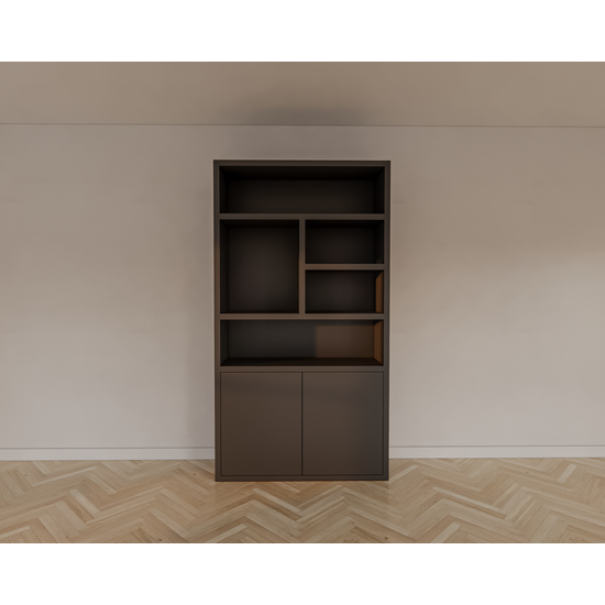 123schrank Fächerschrank Mendoza 02 - 120x35x220H cm - 2 push-to-open Türen - 5 offene Fächer