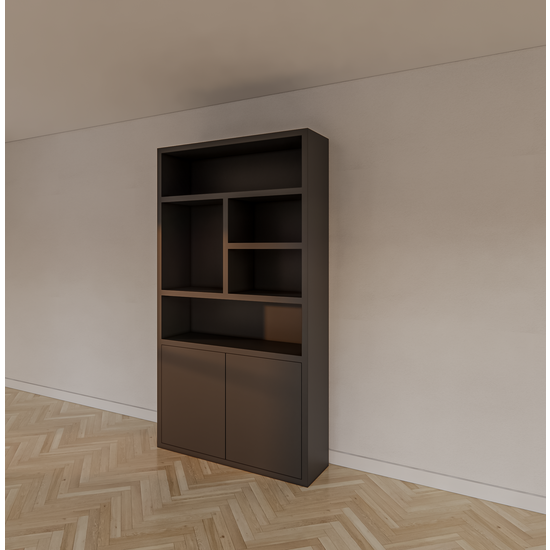 123schrank Fächerschrank Mendoza 02 - 120x35x220H cm - 2 push-to-open Türen - 5 offene Fächer