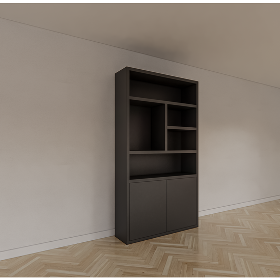 123schrank Fächerschrank Mendoza 02 - 120x35x220H cm - 2 push-to-open Türen - 5 offene Fächer