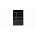 123schrank Bücherregal Mendoza 03 - 150x35x220H cm - 3 Türen zum Aufschieben - 8 offene Fächer