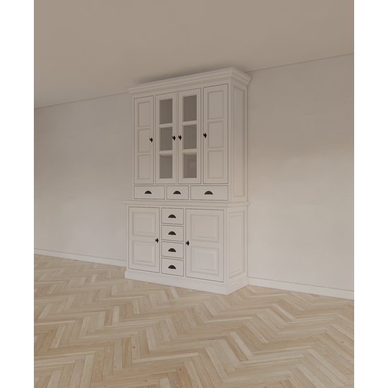 123schrank Buffetschrank Bangkok - 150x50x240H cm - 6 Türen - 7 Soft-Close-Schubladen - 2 Glastüren