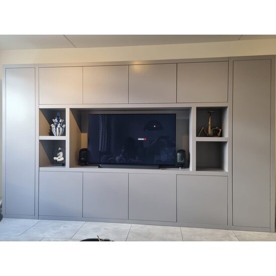 123schrank TV-Fachschrank Bali - 350x40x210H cm - 10 push-to-open Türen - 5 offene Fächer