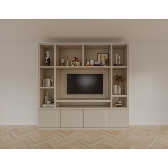 123schrank Jose Fächerschrank - 250x40x240H cm - 10 offene Fächer - 4 push-to-open Türen - 5cm Fachbodenstärke