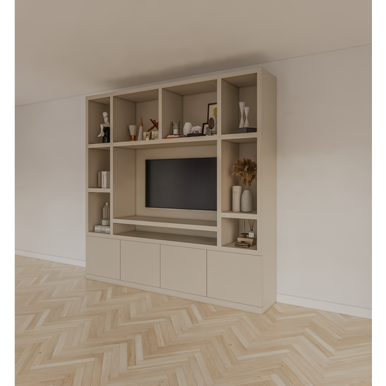 123schrank Jose Fächerschrank - 250x40x240H cm - 10 offene Fächer - 4 push-to-open Türen - 5cm Fachbodenstärke