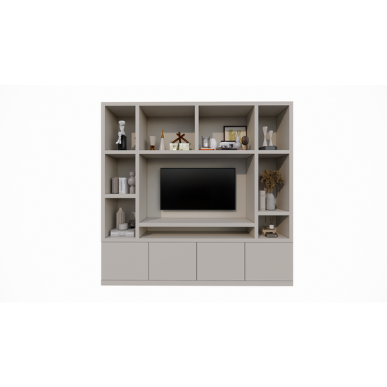 123schrank Jose Fächerschrank - 250x40x240H cm - 10 offene Fächer - 4 push-to-open Türen - 5cm Fachbodenstärke