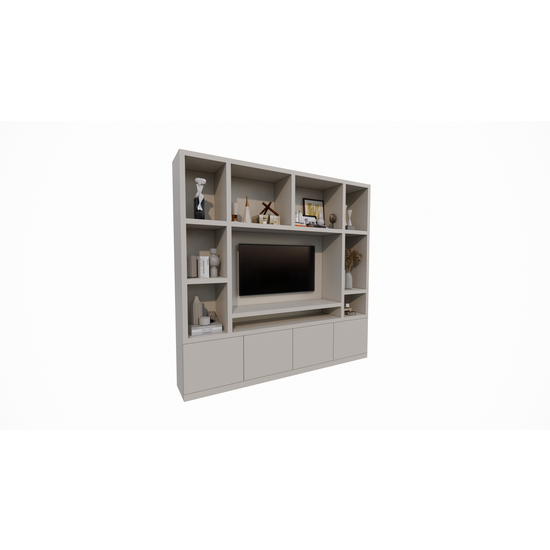 123schrank Jose Fächerschrank - 250x40x240H cm - 10 offene Fächer - 4 push-to-open Türen - 5cm Fachbodenstärke