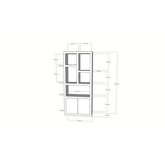 123schrank Fächerschrank Basel - 100x40x230H cm - 6cm Fachbodenstärke - 2 offene Türen - 5 offene Fächer