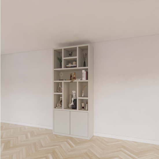 123schrank Charleroi Fächerschrank - 110x35x245H cm - 4cm Fachbodenstärke - 10 offene Fächer - 2 push-to-open Türen