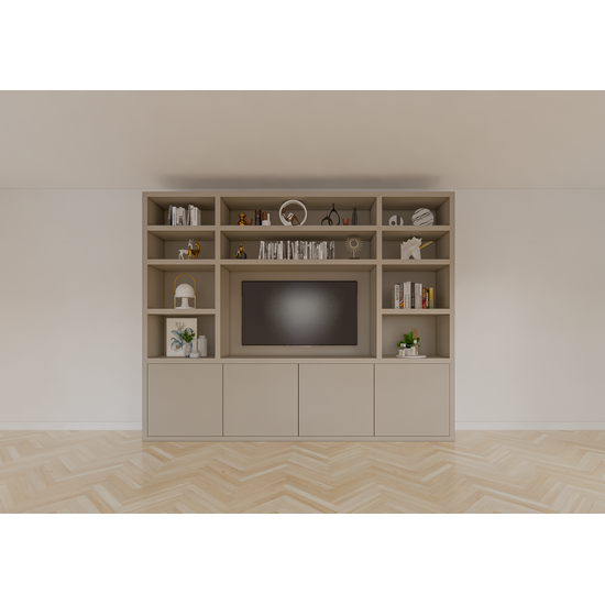 123schrank Hong Kong Fächerschrank - 300x40x240cm - 11 offene Fächer - 4 push-to-open Türen - 5cm Fachbodenstärke