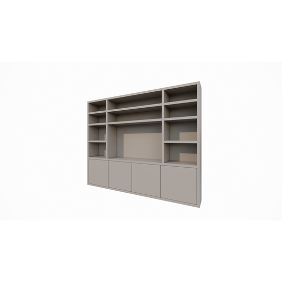 123schrank Hong Kong Fächerschrank - 300x40x240cm - 11 offene Fächer - 4 push-to-open Türen - 5cm Fachbodenstärke