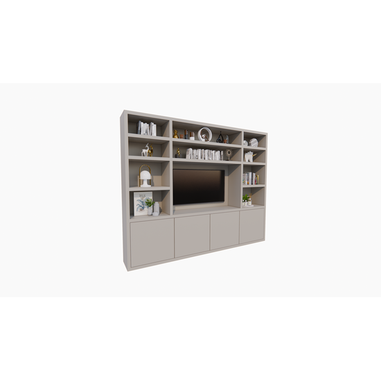 123schrank Hong Kong Fächerschrank - 300x40x240cm - 11 offene Fächer - 4 push-to-open Türen - 5cm Fachbodenstärke