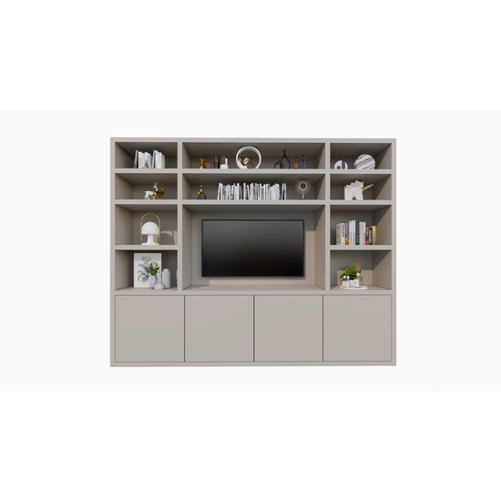 123schrank Hong Kong Fächerschrank - 300x40x240cm - 11 offene Fächer - 4 push-to-open Türen - 5cm Fachbodenstärke