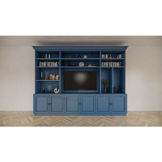 123schrank Fernsehschrank Nara - 320x45/35x240H cm - 11 offene Fächer - 6 Türen