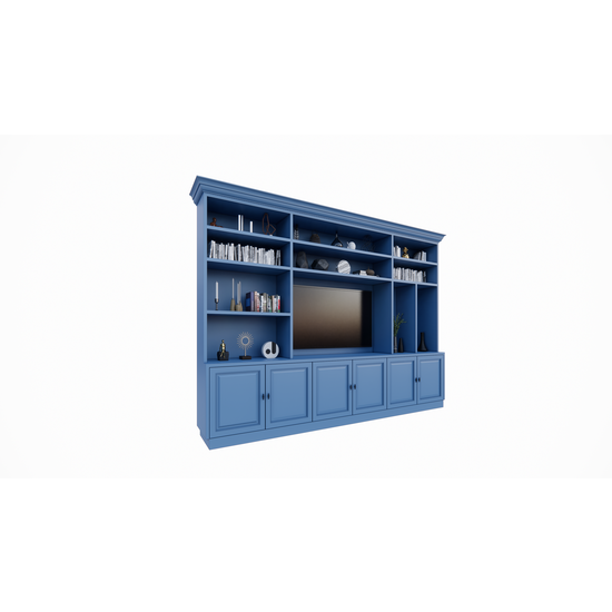 123schrank Fernsehschrank Nara - 320x45/35x240H cm - 11 offene Fächer - 6 Türen