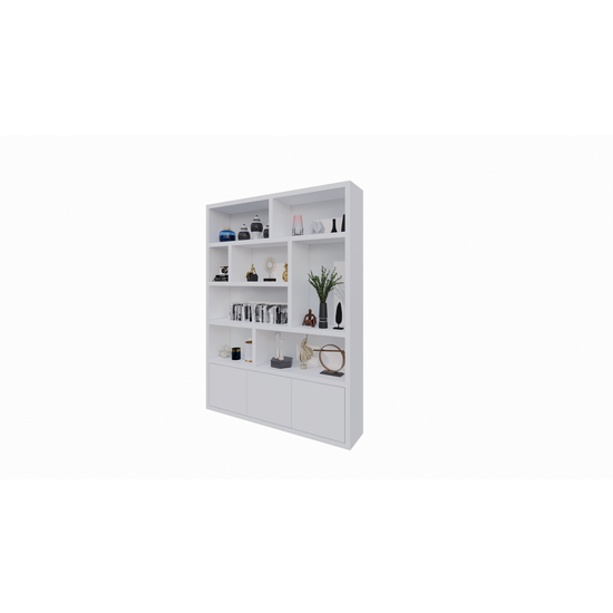 123schrank Siesta-Fachschrank - 180x35x240H cm - 3 Push-to-open-Türen - 8 offene Fächer - 5cm Fachbodenstärke