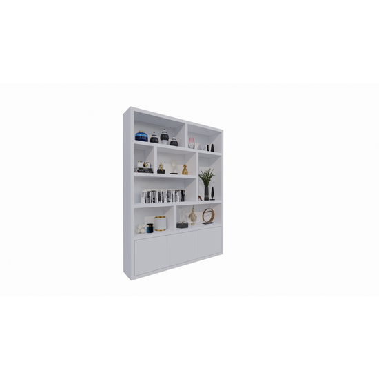 123schrank Siesta-Fachschrank - 180x35x240H cm - 3 Push-to-open-Türen - 8 offene Fächer - 5cm Fachbodenstärke