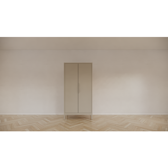 123schrank Kinderkleiderschrank Demak - 90x50x180H cm - auf Beinen - 2 Flügeltüren - rechte Tür 4 verstellbare Einlegeböden - linke Tür Hängeteil