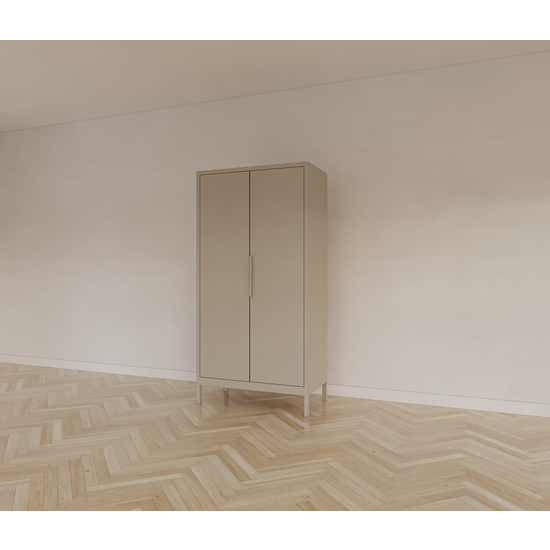 123schrank Kinderkleiderschrank Demak - 90x50x180H cm - auf Beinen - 2 Flügeltüren - rechte Tür 4 verstellbare Einlegeböden - linke Tür Hängeteil