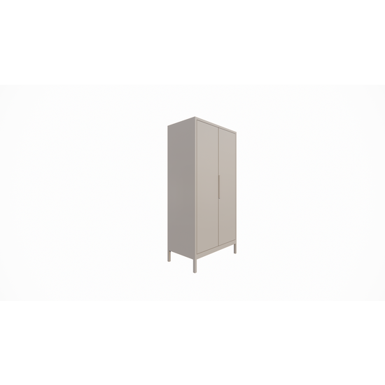 123schrank Kinderkleiderschrank Demak - 90x50x180H cm - auf Beinen - 2 Flügeltüren - rechte Tür 4 verstellbare Einlegeböden - linke Tür Hängeteil