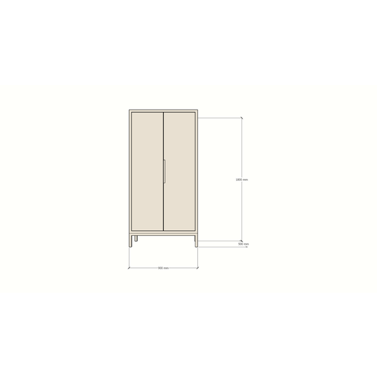 123schrank Kinderkleiderschrank Demak - 90x50x180H cm - auf Beinen - 2 Flügeltüren - rechte Tür 4 verstellbare Einlegeböden - linke Tür Hängeteil