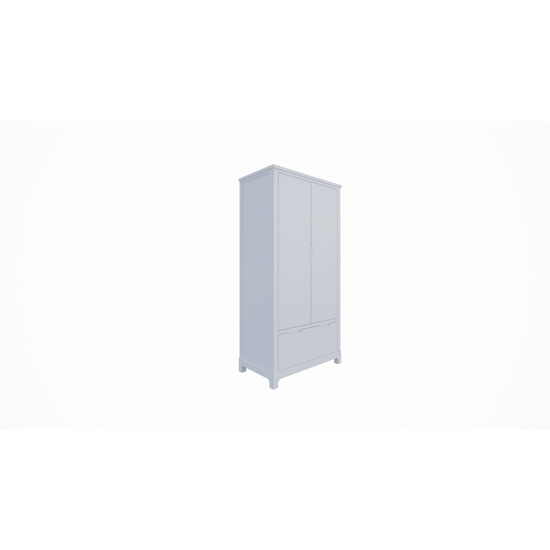 123schrank Kinderkleiderschrank Slawi - 90x50x180H cm - auf Beinen - 2 Flügeltüren - verstellbare Einlegeböden und Hängeteil - 1 Soft-Close-Schublade