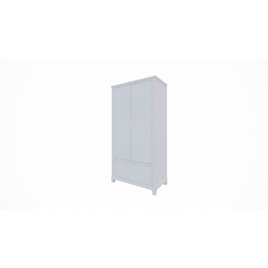 123schrank Kinderkleiderschrank Slawi - 90x50x180H cm - auf Beinen - 2 Flügeltüren - verstellbare Einlegeböden und Hängeteil - 1 Soft-Close-Schublade