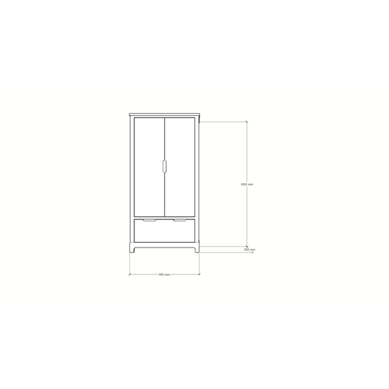 123schrank Kinderkleiderschrank Slawi - 90x50x180H cm - auf Beinen - 2 Flügeltüren - verstellbare Einlegeböden und Hängeteil - 1 Soft-Close-Schublade
