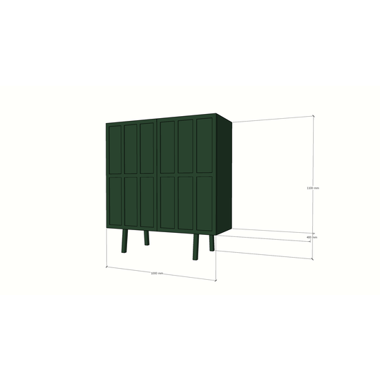 123schrank Anrichte/Dienstbotenschrank - 100x40x110H cm - 2 Türen zum Aufschieben - auf Beinen