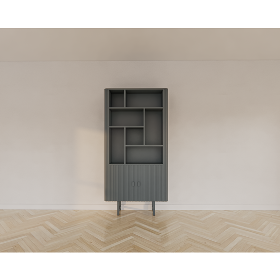 123schrank Derby-Fachschrank - 100x40x200H cm - 7 offene Fächer - 2 Flügeltüren - auf Stahlfüßen