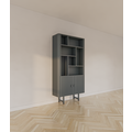 123schrank Derby-Fachschrank - 100x40x200H cm - 7 offene Fächer - 2 Flügeltüren - auf Stahlfüßen