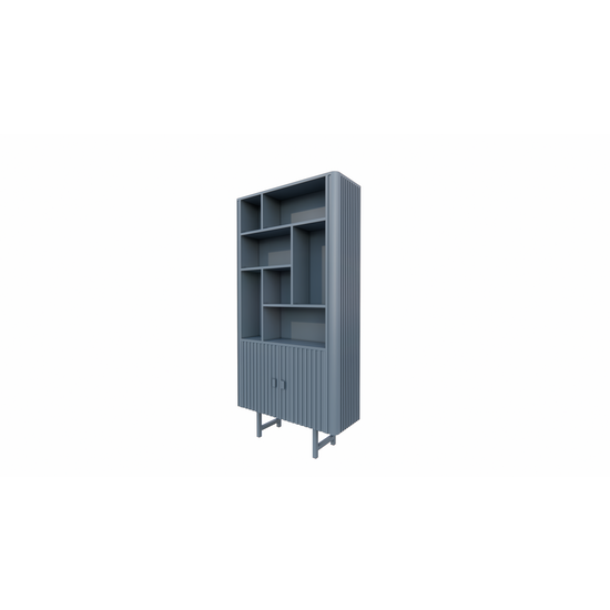 123schrank Derby-Fachschrank - 100x40x200H cm - 7 offene Fächer - 2 Flügeltüren - auf Stahlfüßen