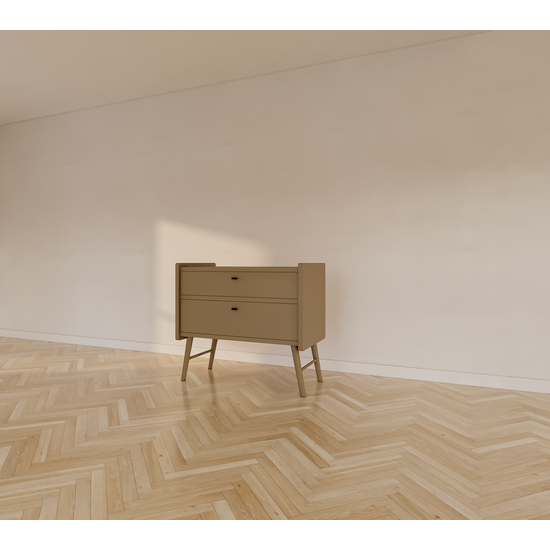 123schrank Bowen Sideboard - 100x55x90H cm - 2 Soft-Close-Schubladen - auf runden Holzbeinen