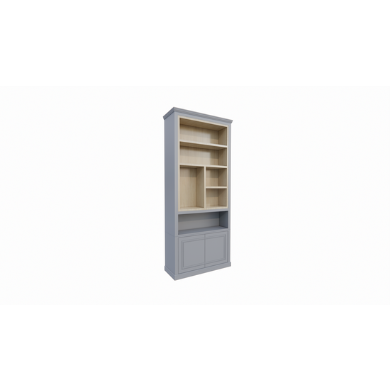 123schrank Perth Fächerschrank - 100x40x240H cm - 6 offene Fächer - 2 push-to-open Türen - mit Eichenfächern