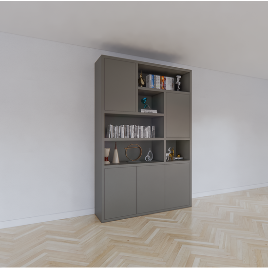 123schrank Bendigo Fächerschrank - 152x45x235H cm - 5 push-to-open Türen - 5 offene Fächer - 4cm Fachbodenstärke