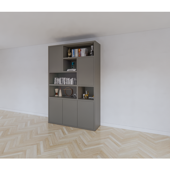 123schrank Bendigo Fächerschrank - 152x45x235H cm - 5 push-to-open Türen - 5 offene Fächer - 4cm Fachbodenstärke