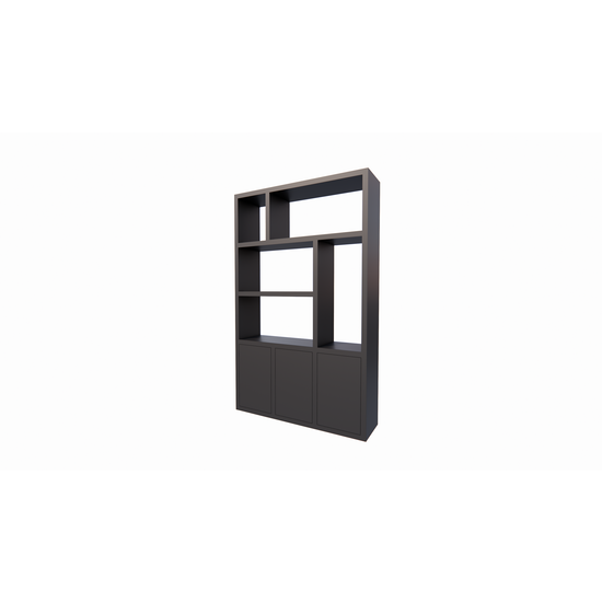 123schrank Abteilungs-/Raumteiler Bergen - 150x40x240H cm - 5cm Fachbodenstärke - 3 push-to-open Türen - offene Rückwand