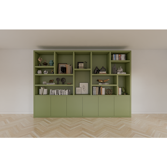 123schrank Sapporro Fächerschrank - 350x40x240H cm - 5cm Fachbodenstärke - 6 push-to-open Türen