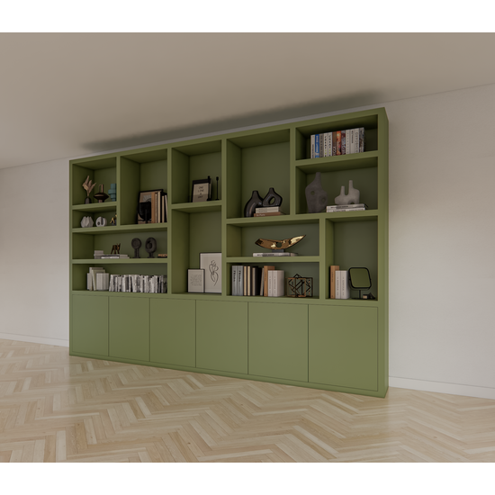 123schrank Sapporro Fächerschrank - 350x40x240H cm - 5cm Fachbodenstärke - 6 push-to-open Türen