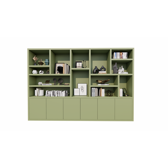 123schrank Sapporro Fächerschrank - 350x40x240H cm - 5cm Fachbodenstärke - 6 push-to-open Türen