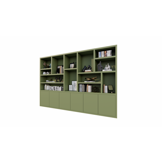 123schrank Sapporro Fächerschrank - 350x40x240H cm - 5cm Fachbodenstärke - 6 push-to-open Türen