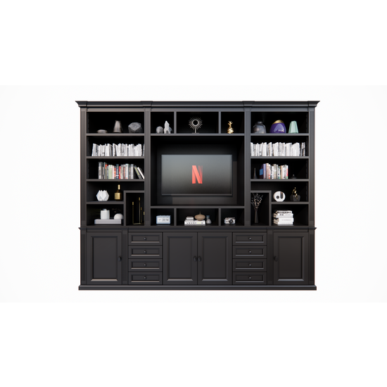 123schrank TV-Regal Victoria - 300x40x240H cm - mit Cinewall - verstellbare Einlegeböden - mit Kabeldurchlass im TV-Fach