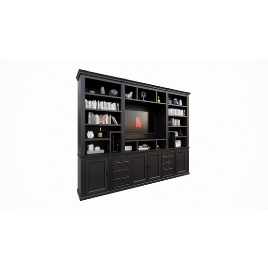 123schrank TV-Regal Victoria - 300x40x240H cm - mit Cinewall - verstellbare Einlegeböden - mit Kabeldurchlass im TV-Fach