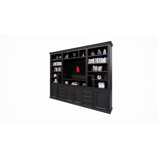 123schrank TV-Regal Victoria - 300x40x240H cm - mit Cinewall - verstellbare Einlegeböden - mit Kabeldurchlass im TV-Fach