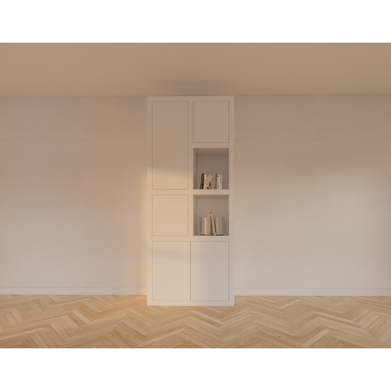 123schrank Bücherregal Mafra 01 - 100x40x240H cm - 6cm Fachbodenstärke - geschlossene Türen im Hängeschrank