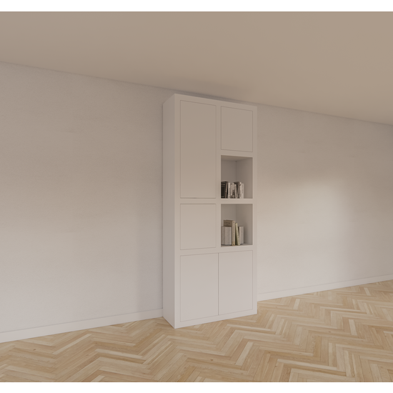 123schrank Bücherregal Mafra 01 - 100x40x240H cm - 6cm Fachbodenstärke - geschlossene Türen im Hängeschrank