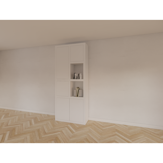 123schrank Bücherregal Mafra 01 - 100x40x240H cm - 6cm Fachbodenstärke - geschlossene Türen im Hängeschrank