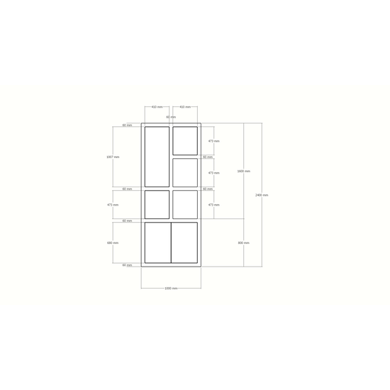123schrank Bücherregal Mafra 01 - 100x40x240H cm - 6cm Fachbodenstärke - geschlossene Türen im Hängeschrank
