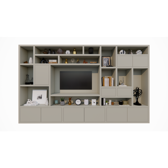 123schrank Regal Vasto - 400x40x240H cm - Cinewall- push to open Türen 5cm Bodenstärke