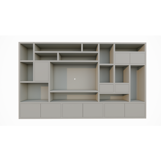 123schrank Regal Vasto - 400x40x240H cm - Cinewall- push to open Türen 5cm Bodenstärke