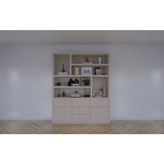 123schrank Joetsu Fächerschrank - 180x40x220H cm - 5cm Fachbodenstärke - 5 push-to-open Schubladen - 2 push-to-open Türen - schlankes Design